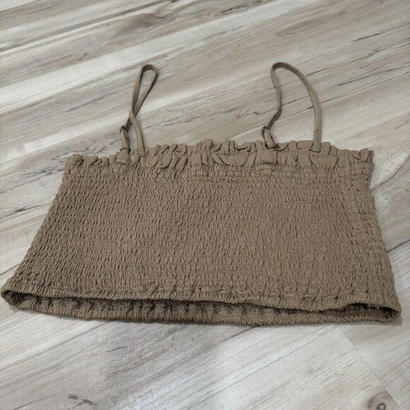 womens abercrombie and fitch Croptop Brown Tan Large L Scrunch - Picture 3 of 6